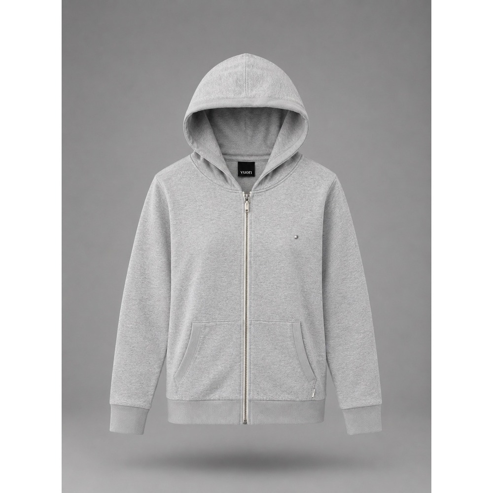 Vuori Coronado Hoodie Mens Medium Light Grey Heather Full Zip Sweatshirt V243